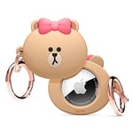 elago l Line Friends Coque en Silicone Compatible avec Apple AirTag Tracker - Étui Protection Complète, Résistant aux Rayures, Case Protection Contre Les Chutes [Marchandise Officielle] (Choco)