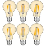 Groofoo - Ampoules led 7W Edison Vintage A60,E27 Blanc Chaud 2700K,Equivalent à Ampoule Incandescente 80W,Ampoule Rétro à Filament,Rétro Antique