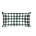 Herding Tom Tailor Housse de Coussin en Flanelle, 40x80 cm, 100% Coton/Flanelle, avec Motif réversible et Fermeture éclair colorée, Classic Check Green, Brown (Forest & Rusty Red)