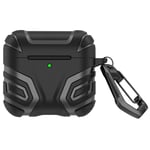 SKALO AirPods 4 Shockproof Armor TPU suojakuori karabiinilla - Musta