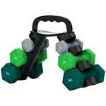 Hantelset 6 hantlar med hopfällbart hantelställ, 2 x 1 kg, 2 x 3 kg, 2 x 5 kg hantlar, kettlebell för fitness, gymnastik, hem