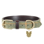 Hundhalsband Tweed/Läder Grön