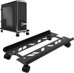 Support pour Unité Centrale, Support de Boîtier d'Ordinateur, Stand de CPU Mobile, Support Tour PC sous Bureau avec 4 Roues Verrouillables pour Processeur Gamer Réglable Noir (49x19.5-25cm)