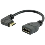 Mini HDMI Right-Angle Male to HDMI Female Adapter Cable Connector Cord - 0.15m