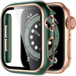 Cover För Apple Watch Case 45mm 41mm 44mm 40mm 42mm 38mm Skärmskydd PC Bumper Härdat glas iWatch series 8 7 SE 6 5 4 9 green rose 45mm series 7 8 9