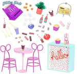 Glitter Girls Playset with 60+ Pieces – Patio Furniture Table & Chairs for Play Food & Cash Register – 3 Years + – GG Sweet Shop Terrace Set, GG57209Z, Coloris Assortis