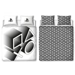 Character World Parure de lit Double Officielle Playstation | Design Extensible réversible Double Face avec taies d'oreiller Assorties | Parure de lit Double Noir et Blanc