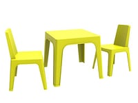 RESOL Set Julieta: Table et 2 chaises pour Enfants. Meubles pour Enfants pour extérieur ou intérieur. pour Jardin, Patio, Balcon ou terrasse - 1 Table + 2 chaises Citron Vert