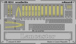 Eduard Accessories 49034 - 1:48 Lancaster Seatbelts For Tamiya Kit - Etched Set