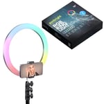 Pixibright RGB Ring Light 12" - 1.6m Tripod Stand, Phone Mount, 2m USB Cable, Bluetooth Remote, and 1200 Lumens for Perfect Lighting - Ideal for Vlogging, Streaming, and Photography