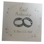 white cotton cards Civil Partnership to Have & to Hold, Handmade Gay Wedding Card, Code WB83