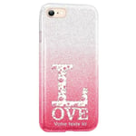 Coque Iphone 7 et 8 et SE 2020 paillettes rose tie Love fleur liberty