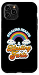 Coque pour iPhone 11 Pro Stealing Hearts & Blasting Pets Funny Valentines Rainbow