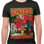 Cristiano Ronaldo Svart 7 t-shirt Portugal stil VM XXL