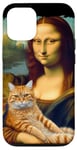 Coque pour iPhone 12/12 Pro Mona Lisa tenant un chat Portrait d'art Peinture Kitty Cat