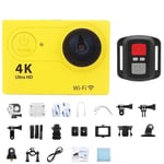 Mini caméra d'action WiFi écran 2,0 pouces 30FPS/170D caméra de casque étanche caméra de télécontrôle sous-marine caméra d'action Ultra HD 4K, carte Yellow-Telecontrol- 32G