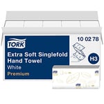 Tork Extra Soft Singlefold Hand Towels White H3, Premium, Embossed, 15 x 200 Sheets, 100278