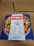 Pyrex 4 in 1 Glass Round Oven Dish With Lid 32x26x 5.1 Litre - Serve, Store