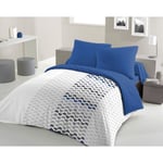 Parure de couette microfibre AMBROISIE - 1 housse de couette 240 x 260 cm + 2 taies d'oreiller 63 x 63 cm - Bleu