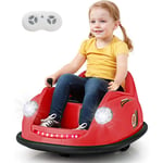 Costway - 12V Auto Tamponneuse Électrique Enfants avec Télécommande, Voiture Tournante Bébé 360°avec Lumières led & Musique, Démarrage Lent, Charge