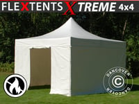 Snabbtält Depåtält Easy-up tält Eventtält Partytält FleXtents Xtreme 50 Heavy Duty 4x4, Vit inkl. 4 sidor