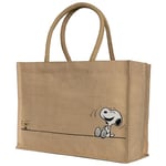 Kanguru Sac Jute pour femme Snoopy avec poignées et poche Sac Cabas en Toile, Réutilisable Sac à Provisions en Jute, pour le Shopping, Les Sorties, le Camping, le Magasin, idee cadeau noel