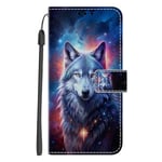 Nuxiady Coque pour Samsung Galaxy A15 4G / 5G Antichoc PU Cuir à Rabat Housse Étui avec Mignonne Motif Dessin Design, Portefeuille Etui Flip Folio Case Cover pour Samsung Galaxy A15 5G, Loup