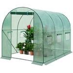 Serre de Jardin, Tunnel en Tube d'Acier Galvanisé et pe 140g/㎡, 6 Fenêtres et 1 Porte, 200x300x190cm, Vert GWH00902gn - Woltu