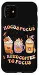 iPhone 11 Halloween Groovy Hocus Pocus I Need Coffee To Focus Case