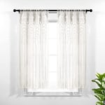 Lush Decor Panneau de rideau de fenêtre en coton texturé macramé bohème, panneau simple, 101,6 cm de large x 160 cm de long, blanc – Rideau de porte – Séparateur de pièce, mariage ou décoration murale