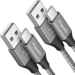 Câble Usb C Long [1,8M Lot De 2], Cable Usb Type C En Charge Rapide Nylon Chargeur Usb C Cable Pour Samsung Galaxy S21 S20 S22 S10 S9 S8 Plus, A20 A12 A13 A21 A40 A50 - Gris