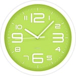 BUVU zh10086 C Moderne Salon Horloge Murale, Plastique, Blanc/Vert, 40 x 40 x 5 cm