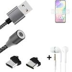 Data charging cable for + headphones Xiaomi Redmi 10A Sport + USB type C a. Micr