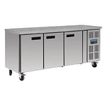 Polar Refrigeration U-Series 750W Triple Door Counter Freezer 417 Litre, Stainless Steel, -20°C to -10°C, 860(H)x1795(W)x700(D)mm, Energy Rating D, 3 Shelves, Usable Capacity: 358 Ltr, R290 | G600