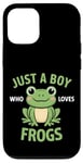 Coque pour iPhone 12/12 Pro Juste un garçon qui aime les grenouilles, de jolis garçons illustrés de grenouilles