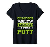 Womens Oh My God Becky Look At Her Putt Funny Golf Design V-Neck T-Shirt