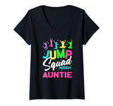 Womens Jump Squad Auntie Trampoline Bounce Birthday Trampolining V-Neck T-Shirt