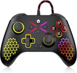 Manette Filaire Pour Pc Compatible Avec Pc Windows 7/8/10/11/Android/Ios Avec Barres D'éclairage Flash/Programmation Personnalisée/Vibration/Audio 3,5 Mm/Turbo/Gyroscope 6 Axes