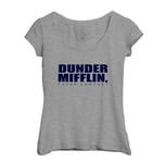 T-Shirt Femme Col Echancré Dunder Mifflin Geek Serie Tv Film Humour