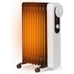 Radiateur Bain d'Huile 2000W 9 Éléments 3 Niveaux de Puissance et Thermostat Réglable, Radiateur Electrique Silencieux Anti-Surchauffe et