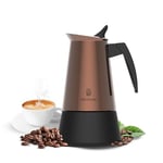 Cecotec Cafetière Italienne Piccolina 900 Bronze.Capacité 450 ml, 10 tasses de café,Filtre intérieur en acier inoxydable,Convient à toutes les surfaces,Poignée ergonomique et résistante à la chaleur