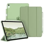 FINTIE Coque pour iPad Air 11 Pouces 2024/iPad Air 5/iPad Air 4 (2022/2020) 10.9" - [Rangement de Stylet] Étui Transparent Mat, Housse Fine Protection Veille/Réveil Automatique, Vert Sauge