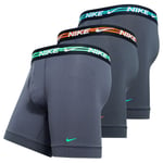 Nike Boxer Brief 3-PK - Grå/Turkis Oransje/Grønn, størrelse X-Small