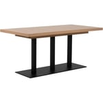 Table à manger extensible QUADRATO - 8 à 12 personnes - Mélaminé chêne et noir - L160-240 x H75 x P80 cm