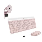 Logitech MK470 Slim Combo Clavier et Souris sans Fil, Ultra Silencieux, 2,4 GHz avec Récepteur USB + Logitech Brio 300 Webcam Streaming Full HD avec confidentialité, Micro à réduction de Bruit