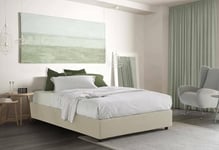 Talamo Italia - Lit double Azzurra, Lit coffre en tissu, Ouverture frontale, adapté pour matelas 140x190 cm, 100% Made in Italy, Beige