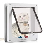 Chatière pour Chat avec magnétique à 4 Voies, Porte pour Animaux de Compagnie pour Chats et Petits Chiens, Porte pour Chat avec Tunnel (M-16 x 15.7 x 5.5 cm, Blanc)