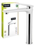 AquaSu® 795791 Orva Robinet de lavabo monocommande avec buse de mélange économiseur d'eau, position eau froide, fixation sur tige, robinet pour lavabo à poser, noyau en laiton, chromé