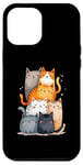 Coque pour iPhone 12 Pro Max Tour de chat mignonne à empiler pour un amoureux des chats