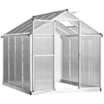 Outsunny Serre de Jardin Aluminium Polycarbonate 4,6 m² dim. 2,42L x 1,9l x 1,95H m Lucarne Porte loquet